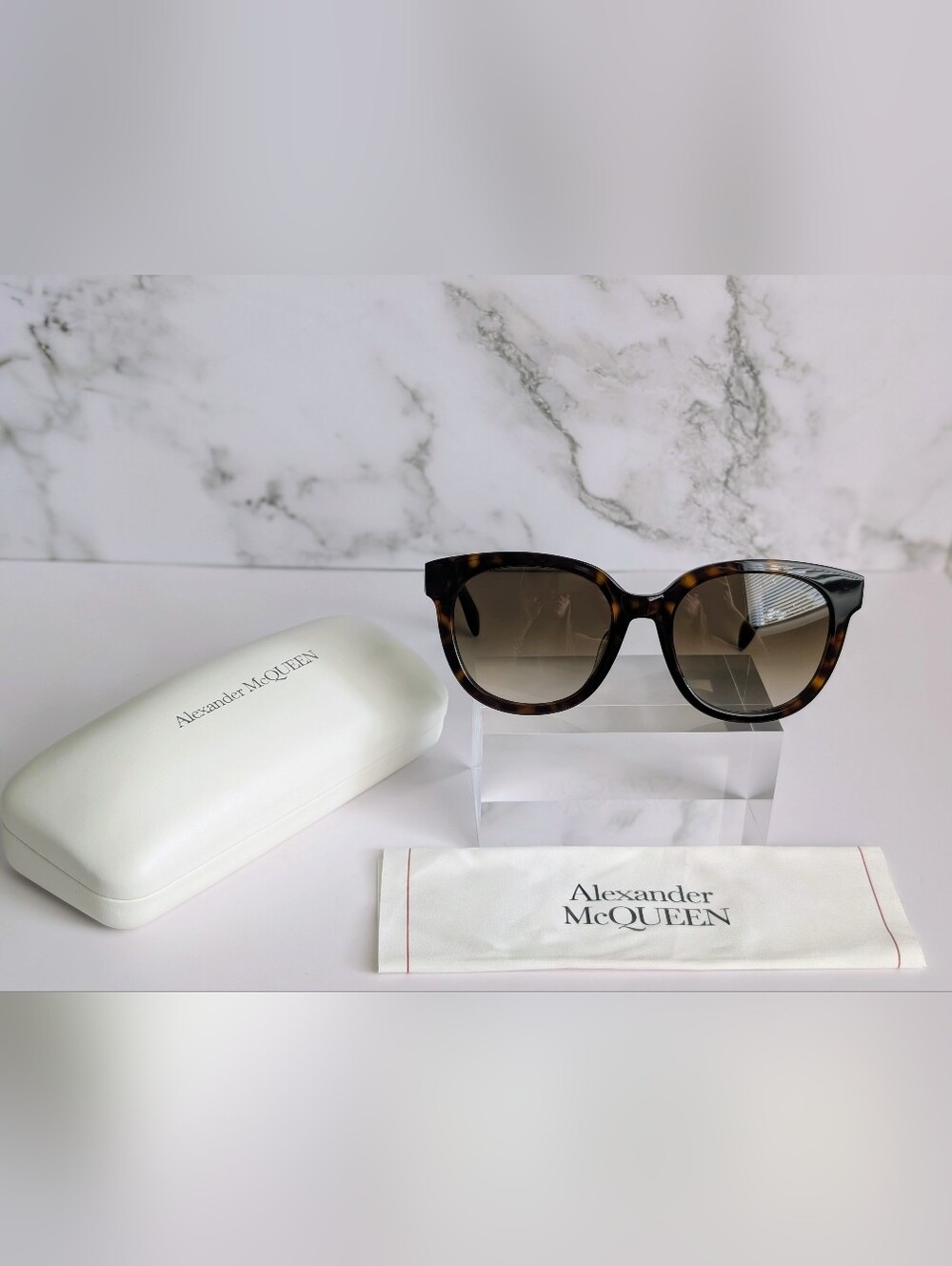 Alexander McQueen AM0304SK Havana Tortoise Gradient Sunglasses NWT Made In Italy